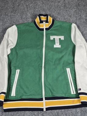 ​Tommy Hilfiger Green & White Varsity Letterman Jacket Size Large